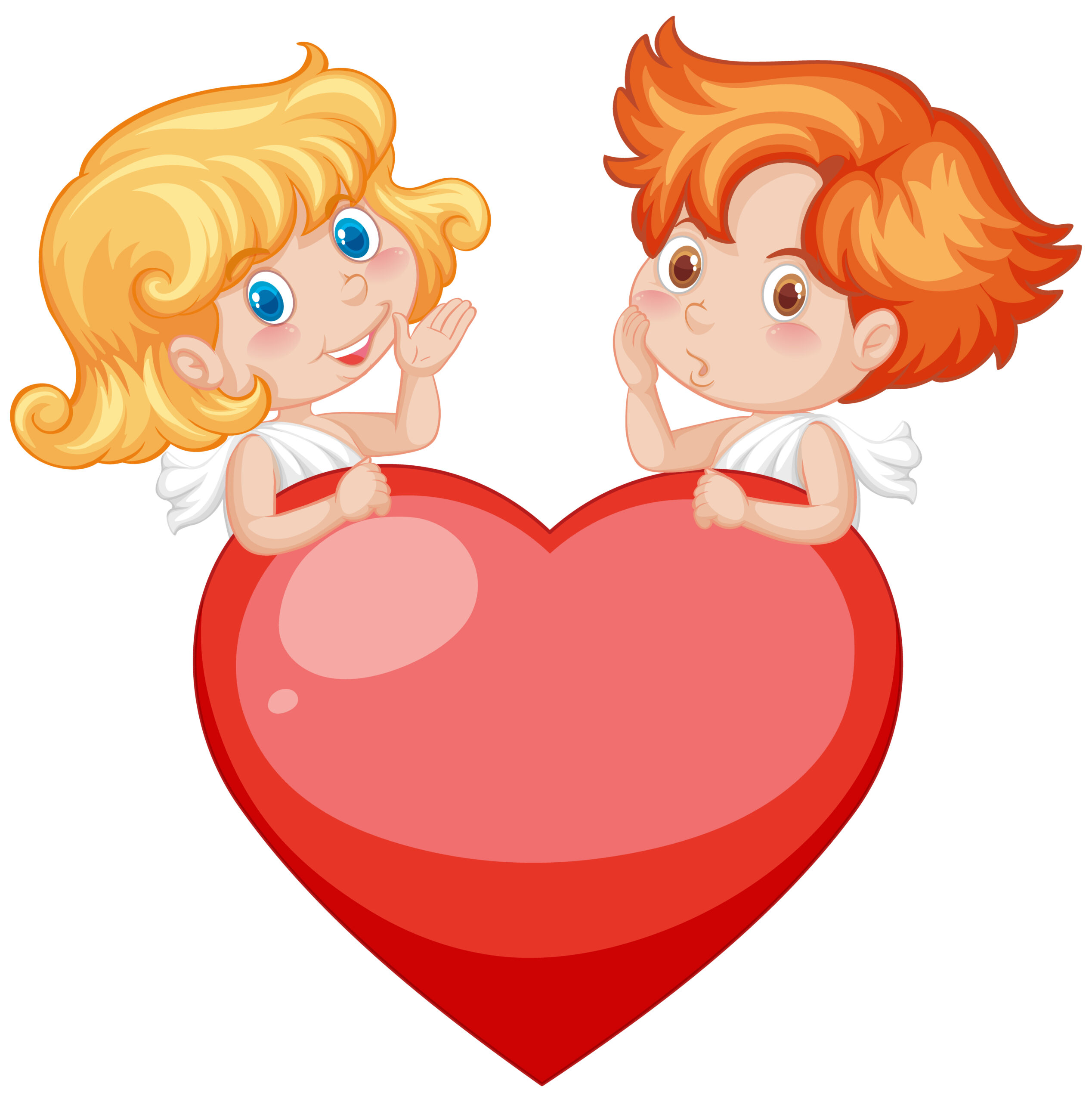 Valentine theme with cupids and red heart