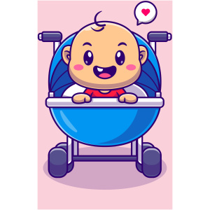 Cute Baby In Stroller