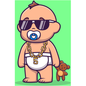 Cute Cool Baby Holding Teddy Bear Doll