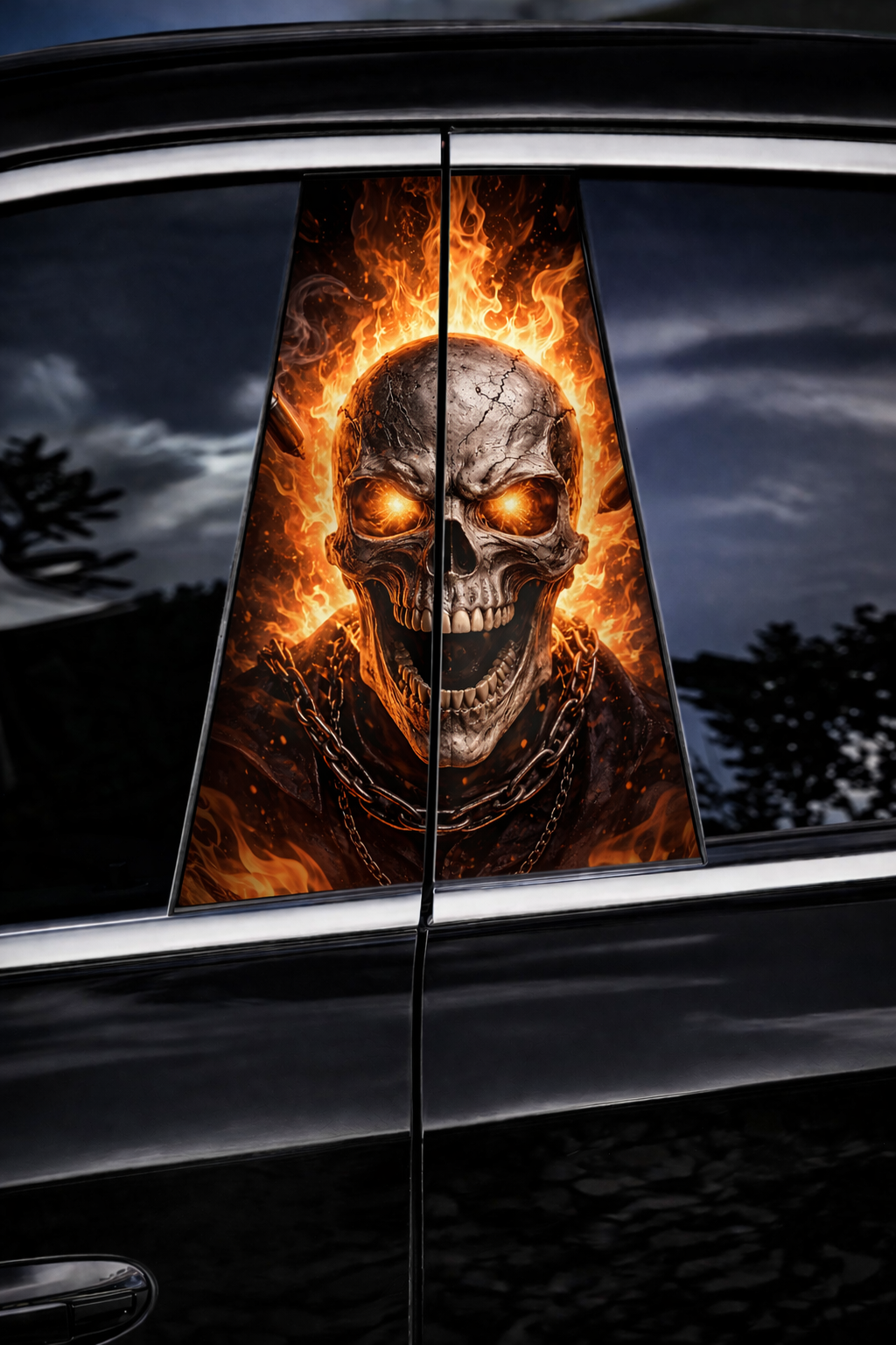 Nalepka za vrata avta - lobanja